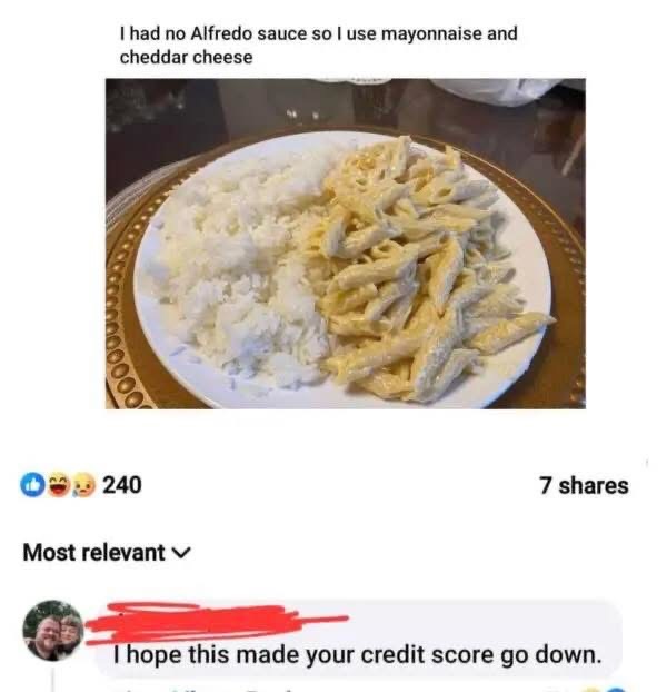 When you're out of Alfredo sauce but still wanna pretend you're fancy