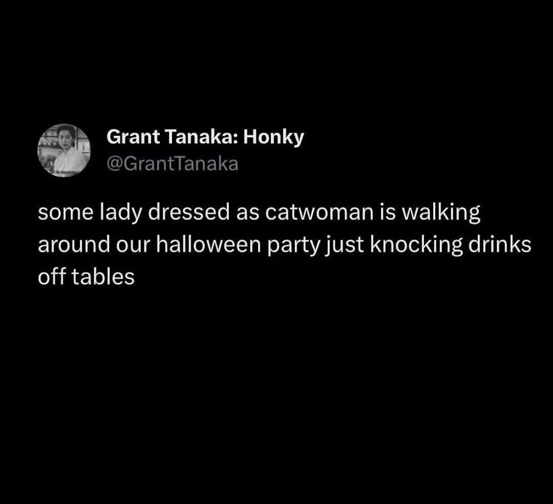 Catwoman really committing to the role at this Halloween party