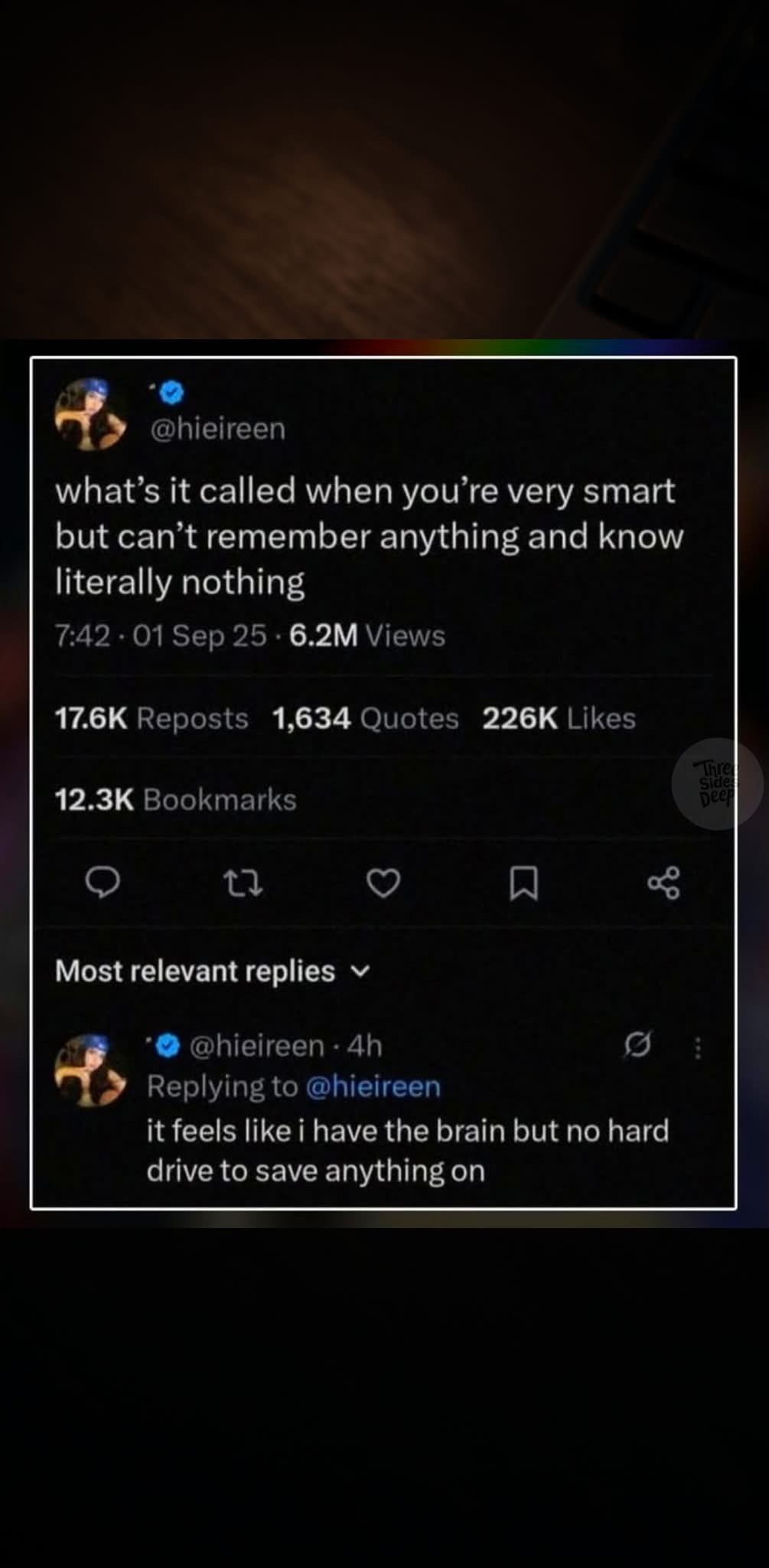 When you have a big brain but zero memory