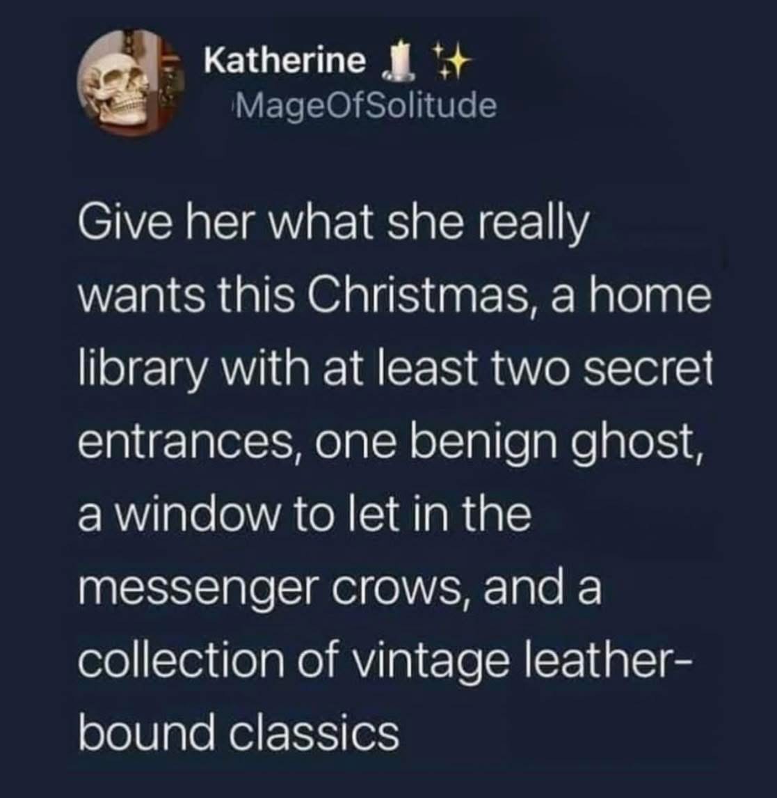 My Christmas wish list is basically just a gothic novel come to life
