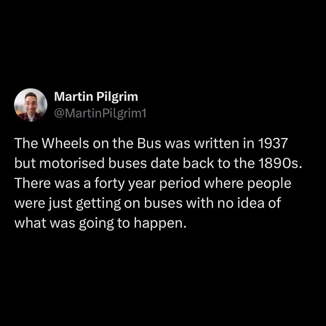 Imagine riding a bus for 40 years before they even wrote a song about it. Wild.