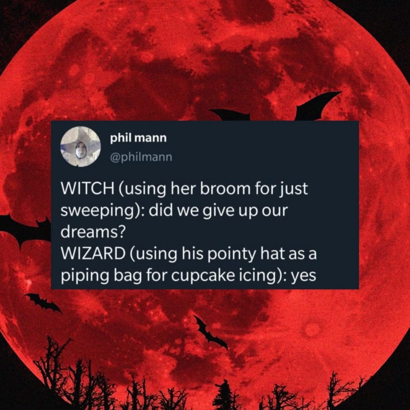 This wizard clearly knows what's important in life, unlike some witches lol