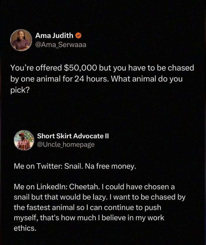This dude really said "cheetah" for that LinkedIn hustle culture flex lol