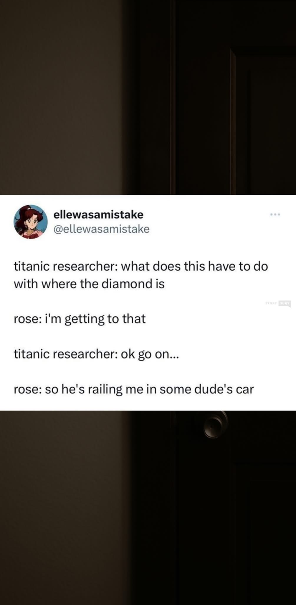 Rose really said 'and then we made out in a car' to a Titanic researcher, lol.
