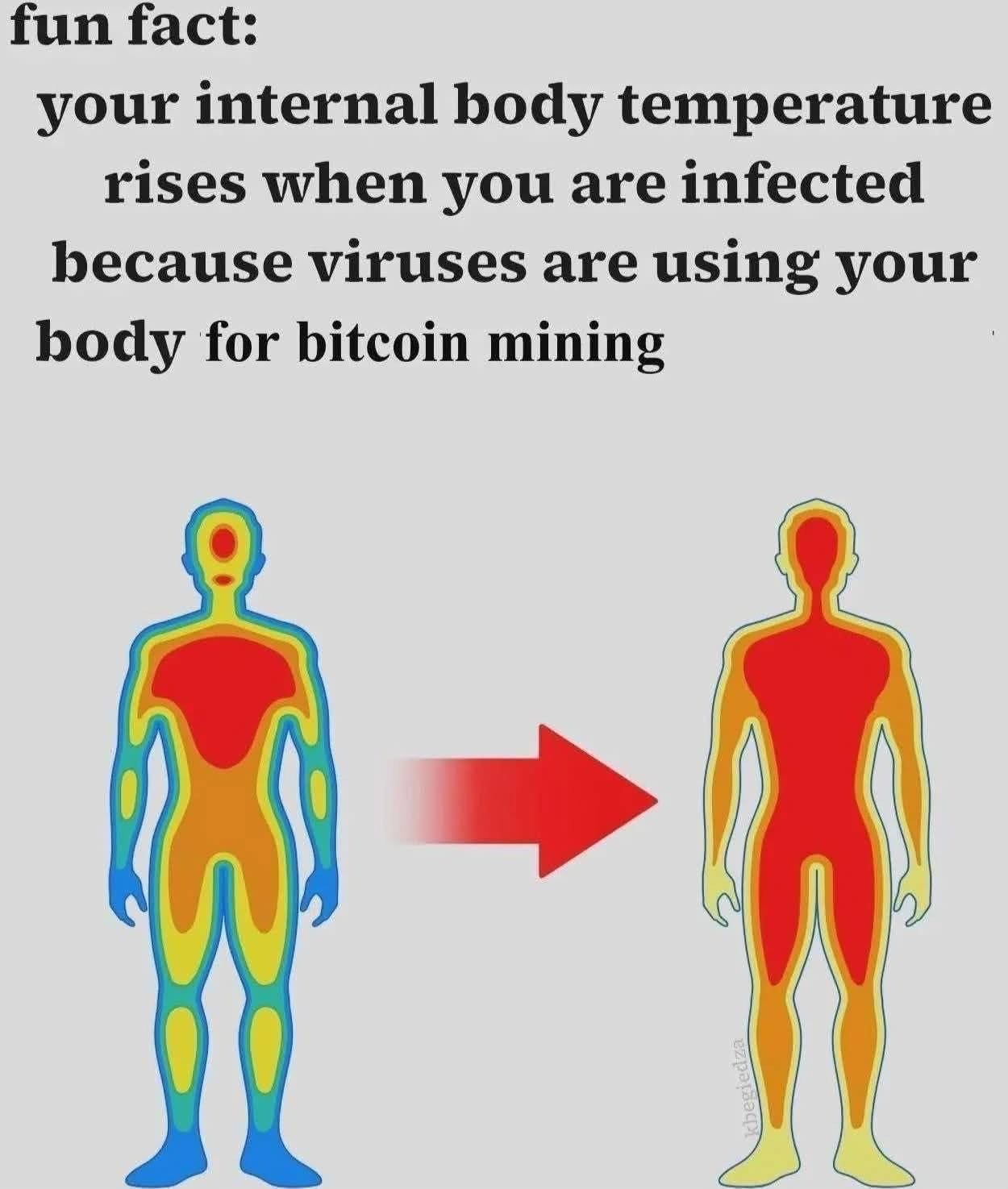 So that's why I'm always so hot when I'm sick, my body's just mining bitcoin for viruses LOL