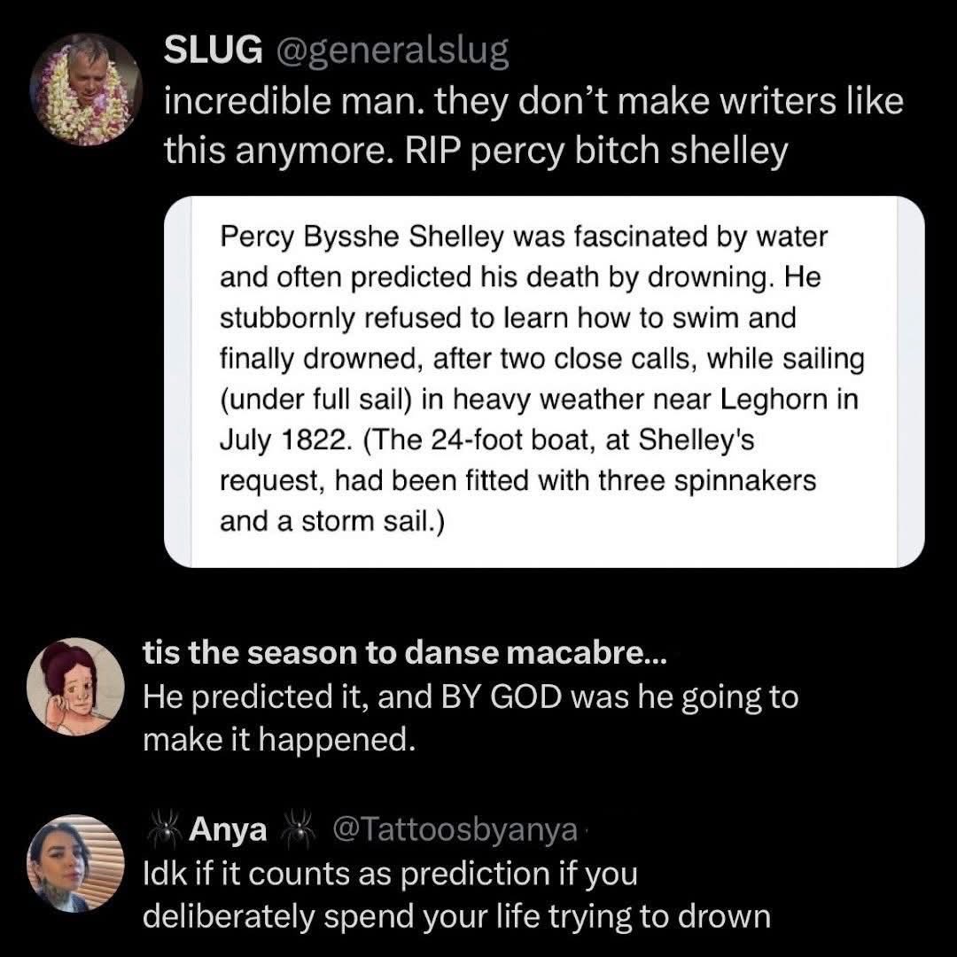 So he basically kept predicting his death by drowning and then just went and did it lol
