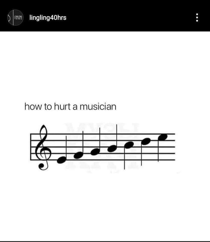 Ah yes, the classic 'wrong notes' trope to mildly annoy any musician.