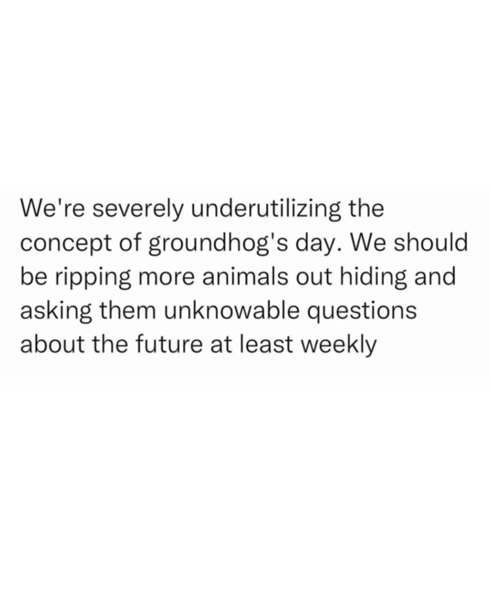 Honestly, why aren't we asking all animals unknowable questions about the future on a weekly basis?