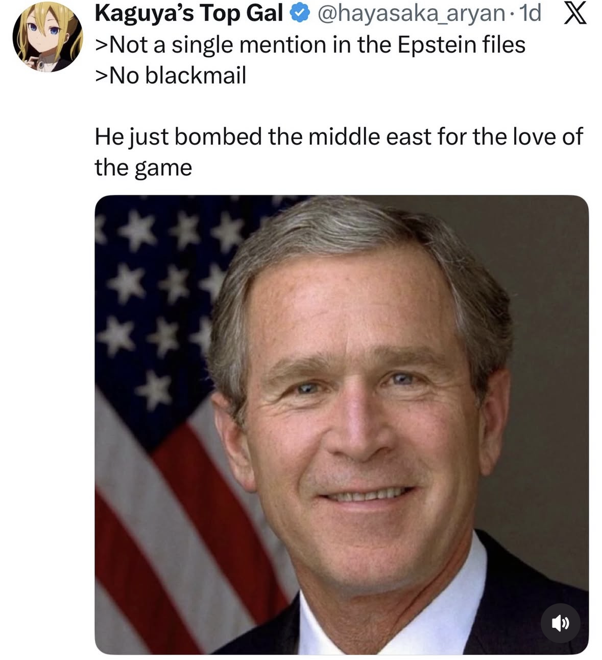 When you realize bombing the Middle East was just a game for him