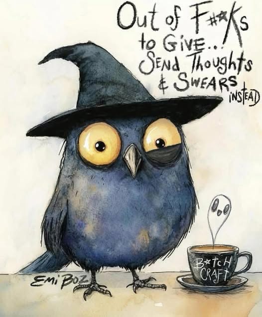 Okay but this owl is so done, and the little ghost coming out of the 'Batch Craft' coffee is iconic