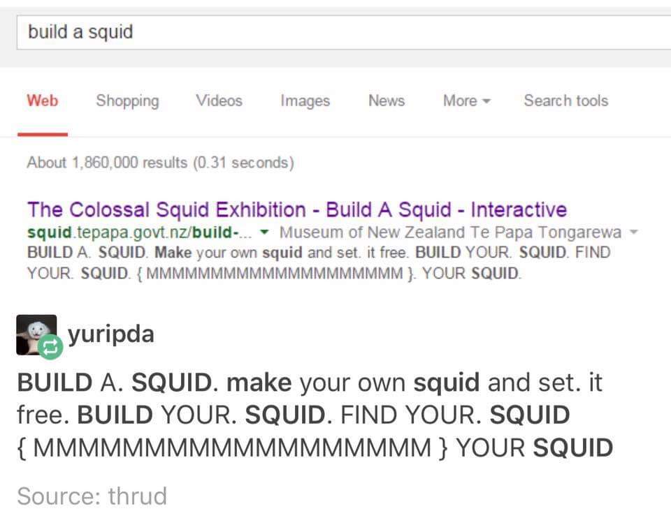 Someone really wanted to build a squid and the internet delivered... I think?