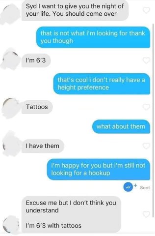 bro really thought 6'3 with tattoos was the key to everything