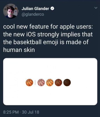 LOL the basketball emoji skin tones are a bit too real