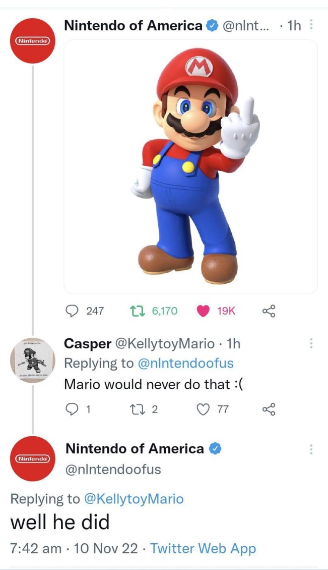 Mario really said 'fuck you' to Nintendo lol