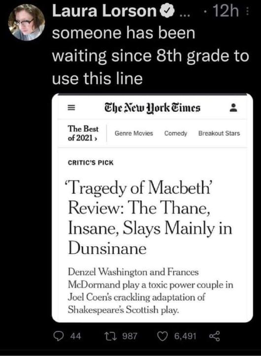 OMG, the New York Times review of Macbeth is so extra, but also kinda slays.