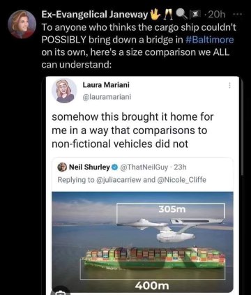When comparing ship size, the USS Enterprise flying over a cargo ship makes more sense than actual sizes lol