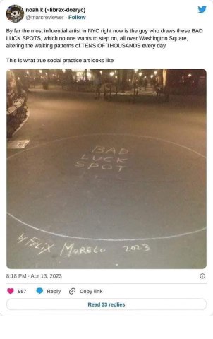 This dudes literally genius for just drawing areas on the ground that everyone avoids. Imagine the influence!
