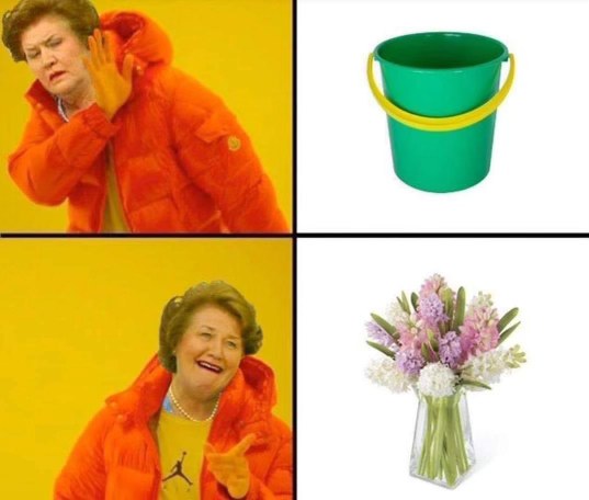 me choosing to get flowers instead of a bucket