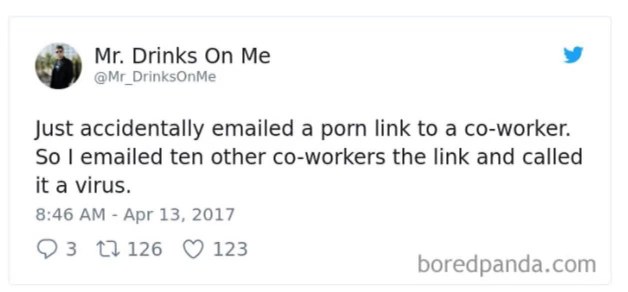 When you try to cover up an accidental porn email by sending it to everyone else and calling it a virus lol