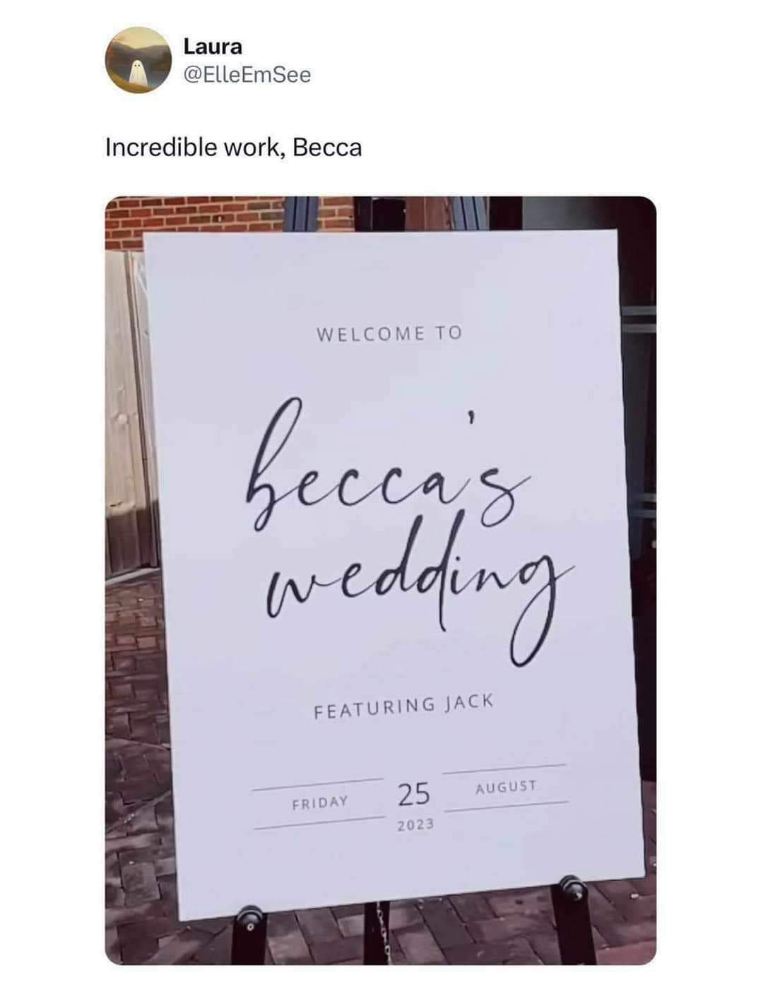 When the bride's name is the main event and the groom is just 'featuring Jack'