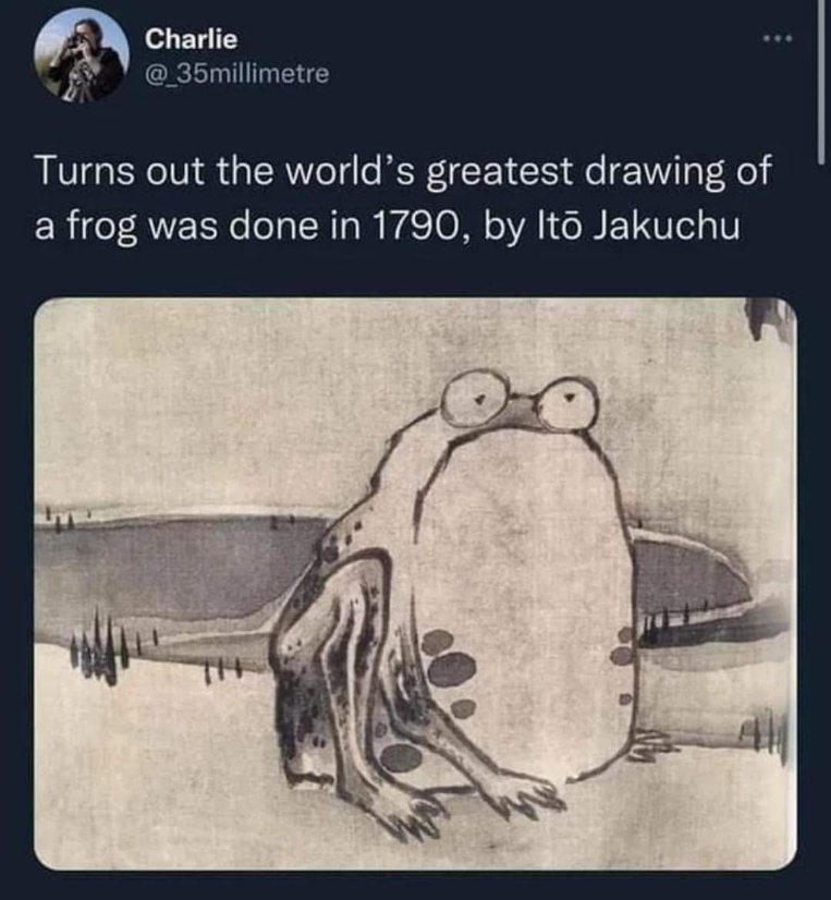 Pretty sure this frog drawing from 1790 is what I look like before my morning coffee