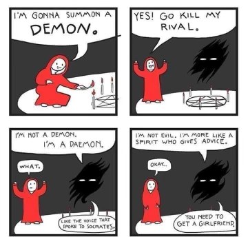 Summoned a spirit expecting a demon, got dating advice instead. Same diff?