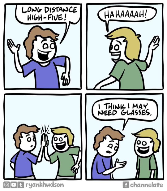 When you try to do a long-distance high-five and miss.