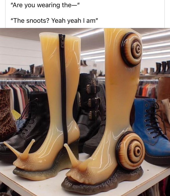 When you say you're wearing something new but it's actually just these snail boots