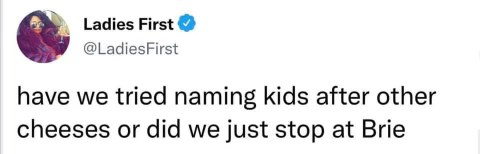 Lol, should we all just start naming our kids after cheeses, or is Brie the limit?