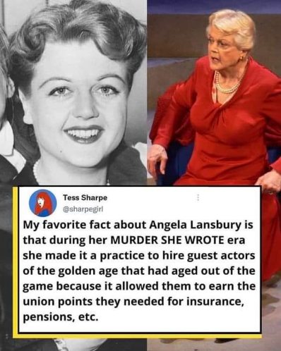 Angela Lansbury was lowkey a legend for helping out older actors on Murder, She Wrote. So wholesome.
