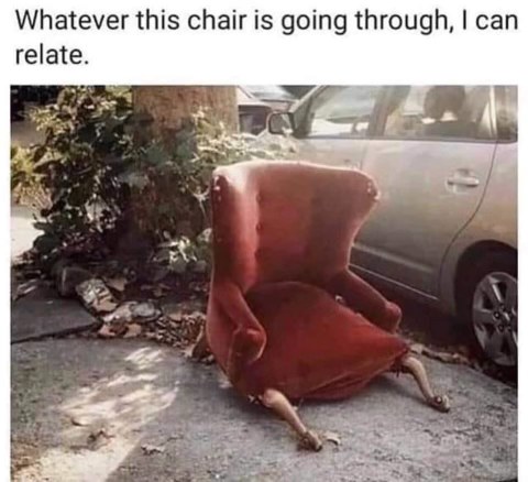 This chair looks like it's having a breakdown and honestly, same.