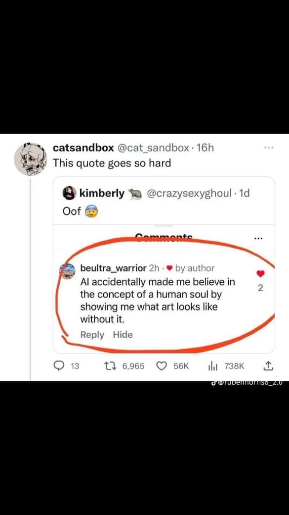 AI art makes me believe in human souls because art without it just looks... wrong.