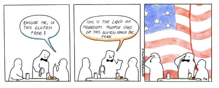 When you ask if your food is gluten-free at a 4th of July barbecue