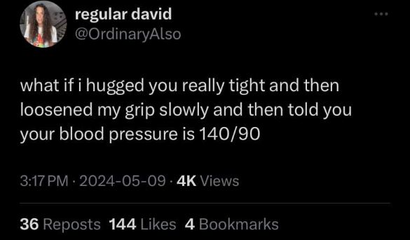 So you're saying a hug could help lower my blood pressure? Lol