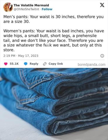 Women's pants sizing is a whole other level of chaos compared to men's