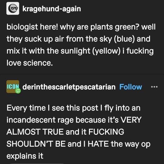 This explanation of plant color is just wrong enough to be infuriating