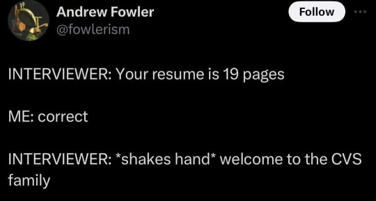 When ur resume is so long they just hire you to get rid of it, but it's for CVS lol