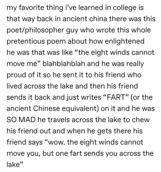This ancient Chinese poet thought he was so enlightened but his friend sent him packing with just one little 'fart'.