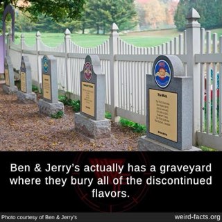 Ben & Jerry's really out here with a graveyard for their discontinued ice cream flavors. RIP Cherry Garcia.