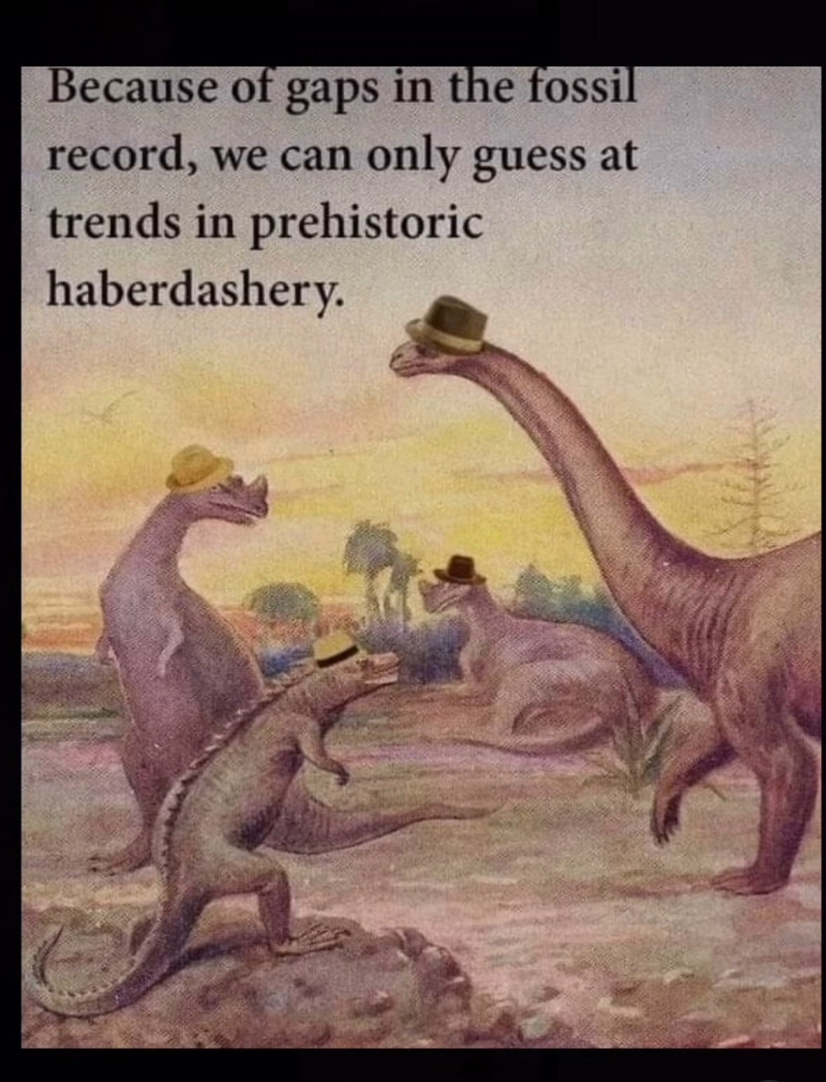 Apparently dinosaurs had fashion trends too, but we can't prove it cuz the fossil record isn't that detailed.